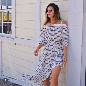 Faithfull the Brand Striped Maxi Dress - White and Black